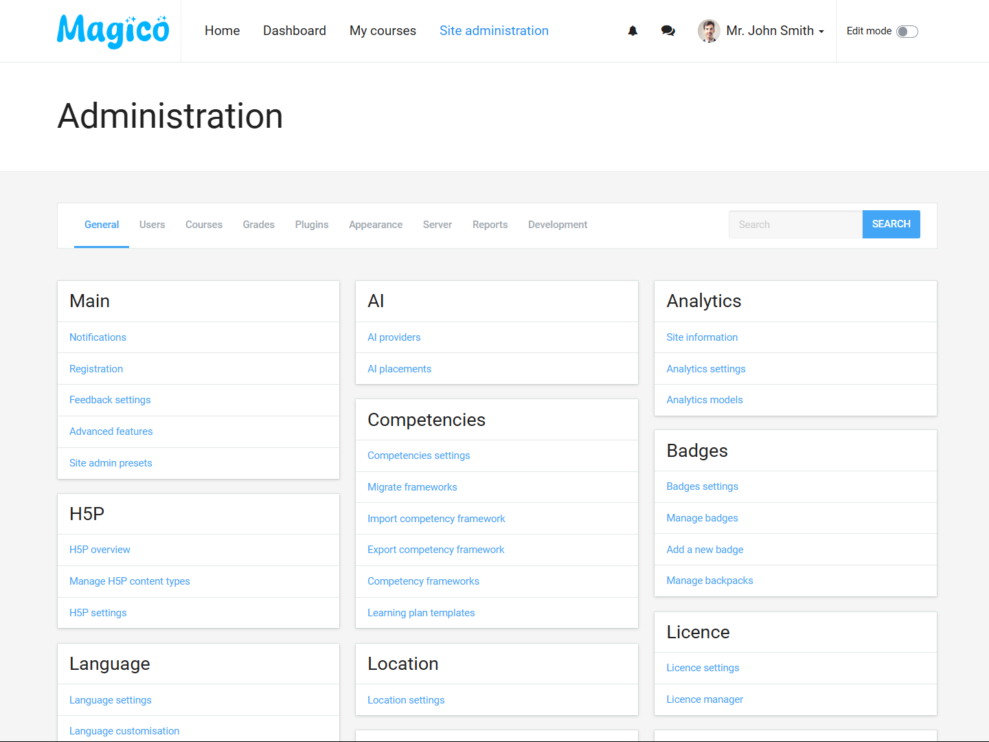 Advanced Admin Panel - Top Moodle Theme for Admins