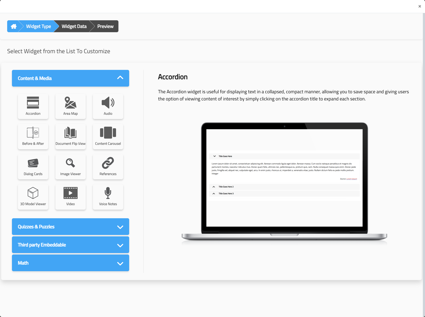 Single Widget - Interactive Content