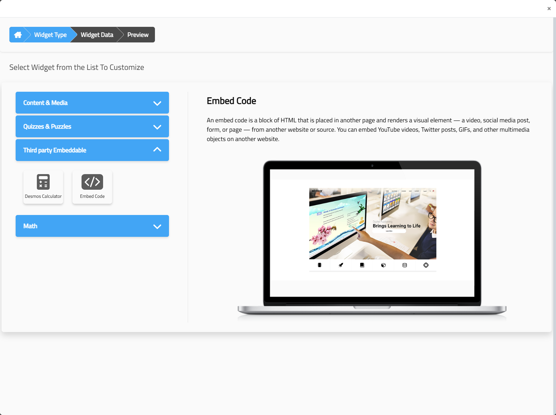 Single Widget - Learning Enhancement