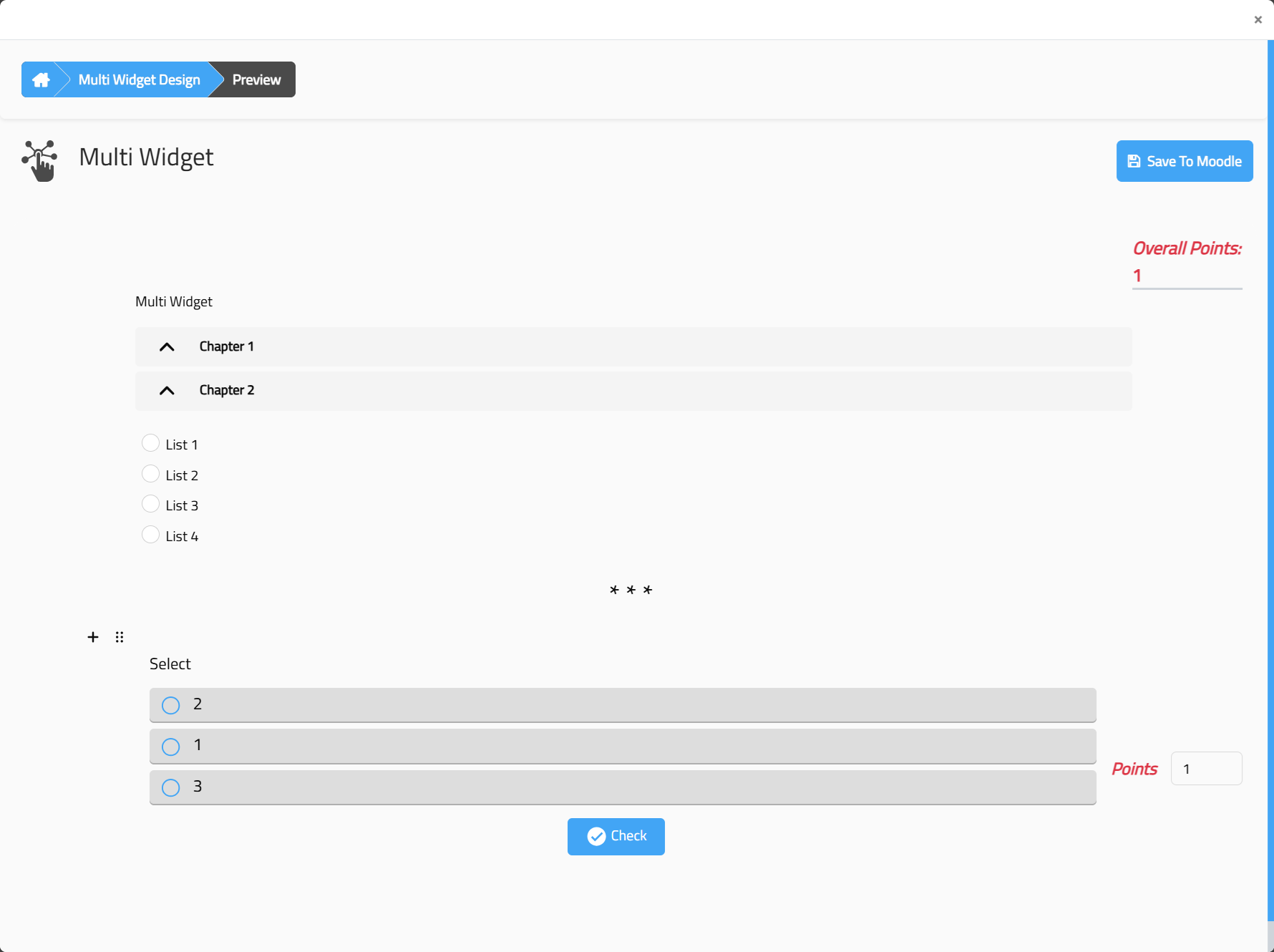 Multi Widget - Combined Interactive Elements