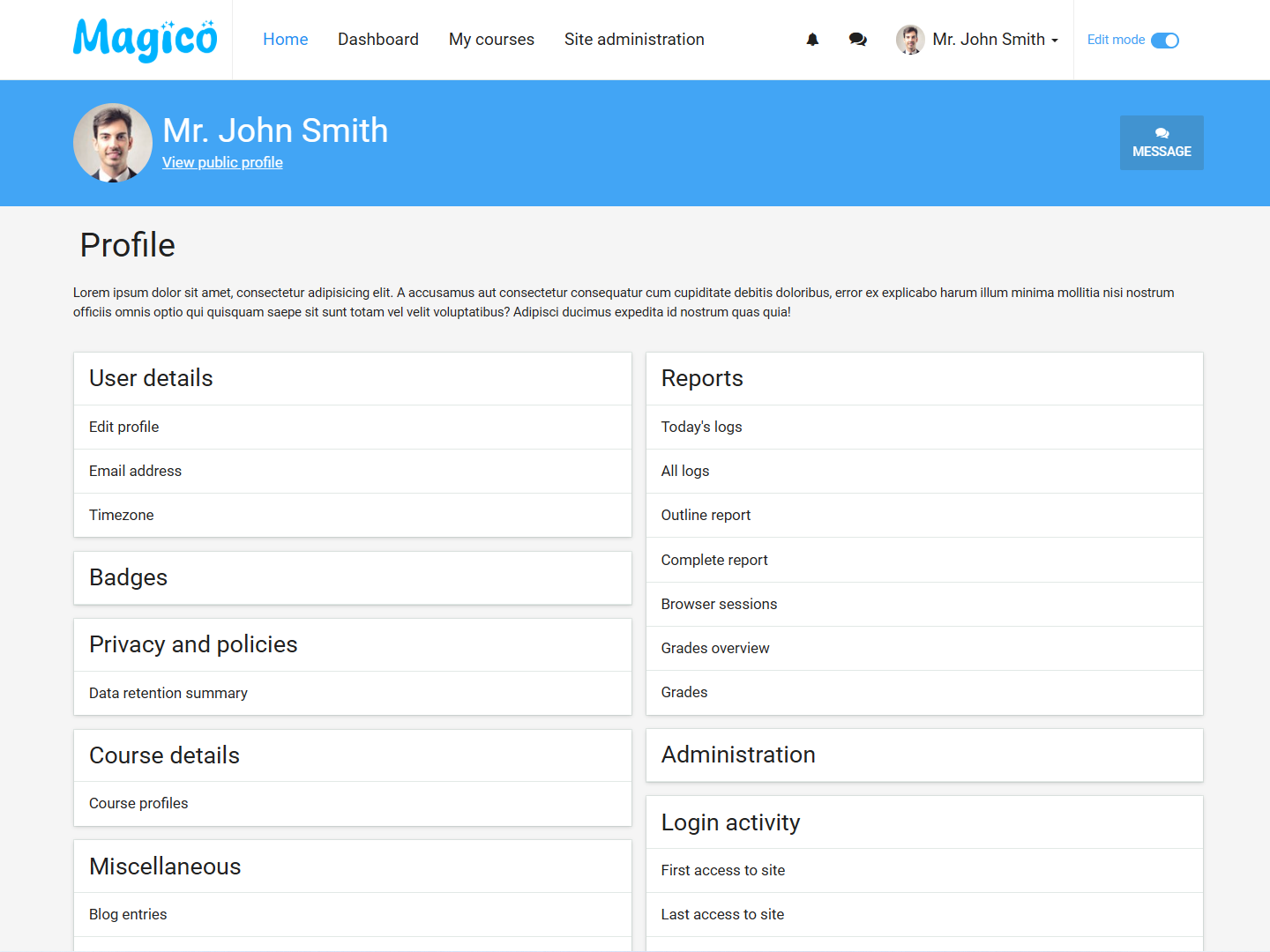 User Profile Page - Best Moodle Theme for Engagement